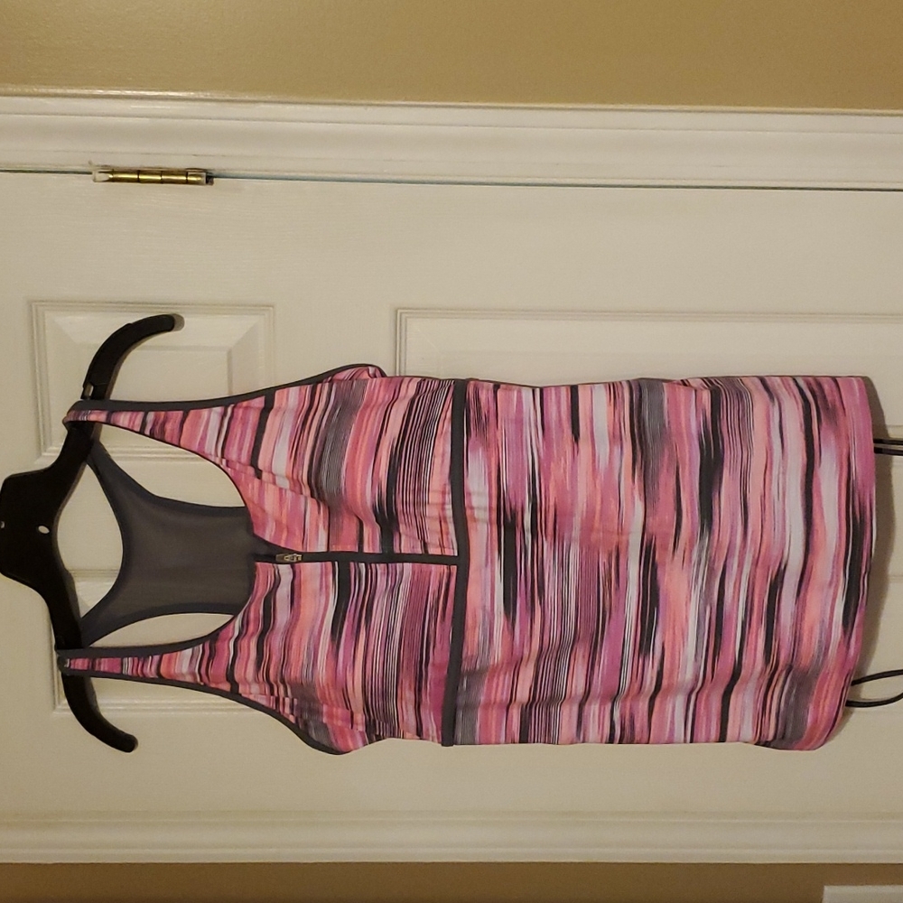 Pink And Gray Tankini.        Size XXL